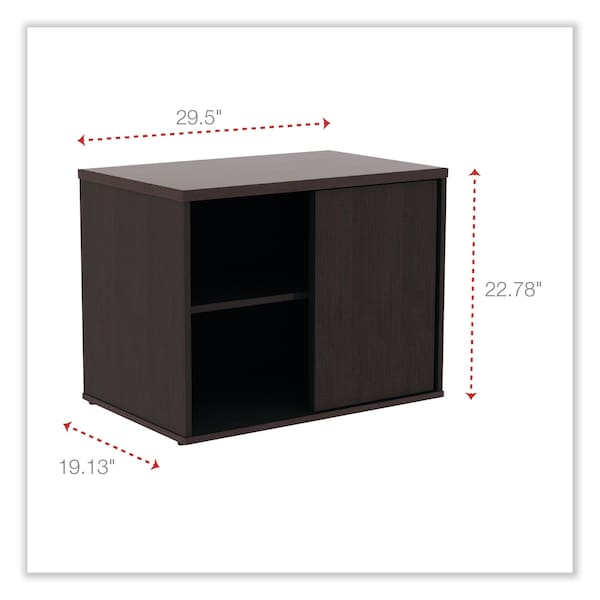 Open Office Low Storage Cab Cred, 29.5w X 19 1/8d X 22 7/8h, Espresso